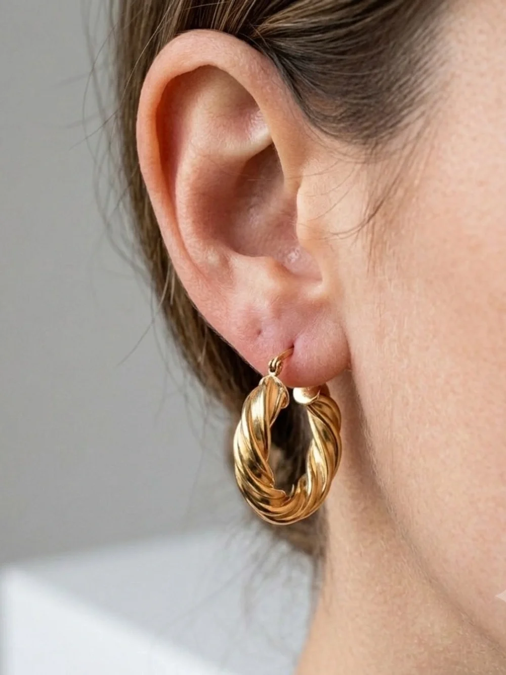 Italian Bronze Twisted Hoop Earrings